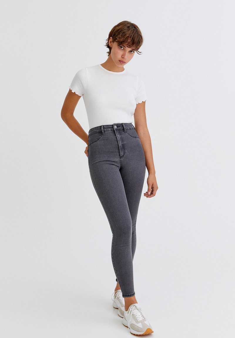 PULL&BEAR Jeans Skinny Fit grijs gemêleerd