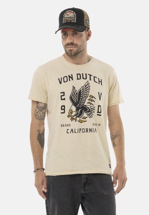 COL ROND REGULAR EN PRINT DEVANT BRAVE - T-shirt imprimé - beige