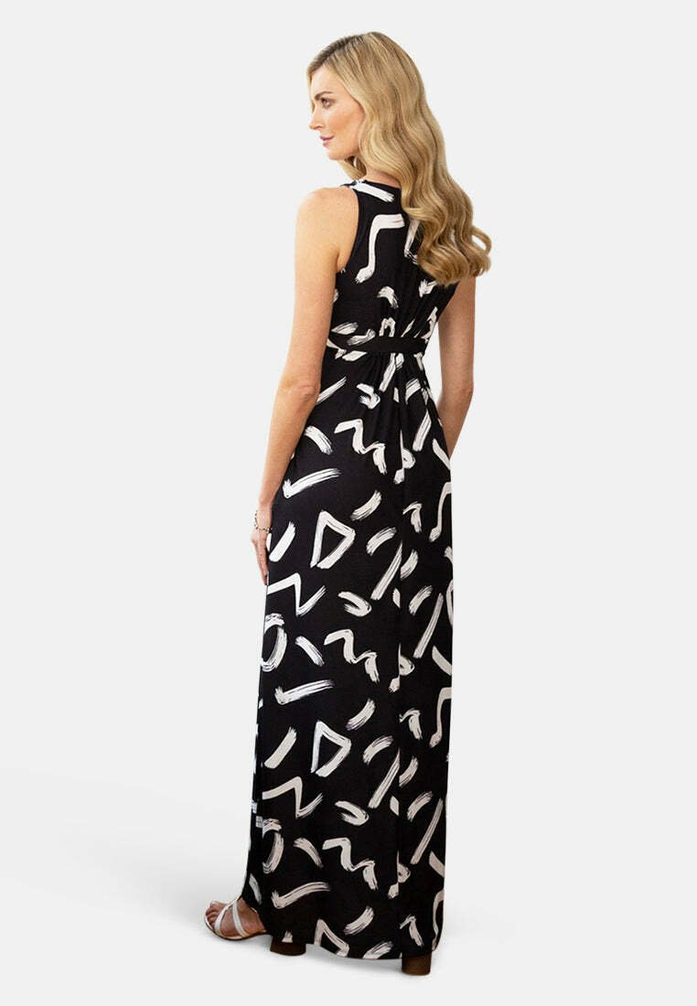 HotSquash EMPIRE WAIST - Jersey dress - black white brush strokes/black -  Zalando.ie