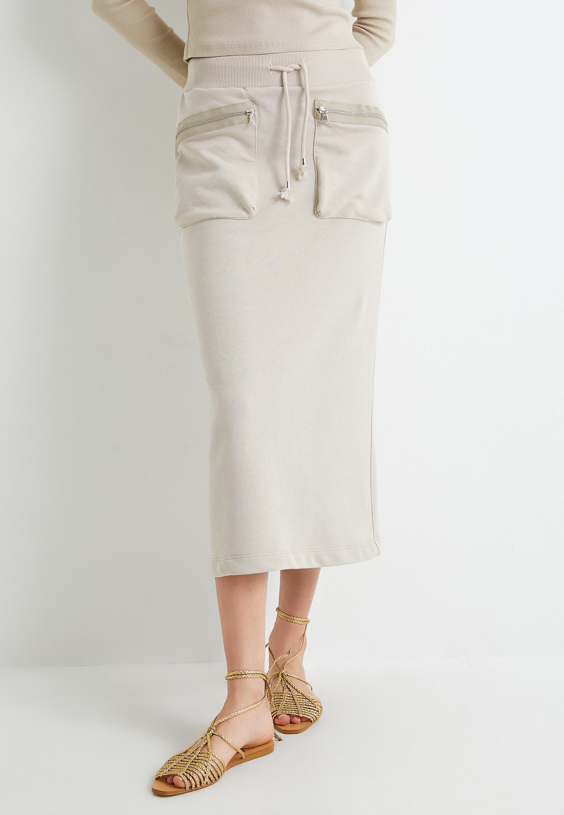 Koton DRAWSTRING Pencil skirt beige