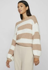 VILA GESTREIFTER - Strickpullover - cloud dancer