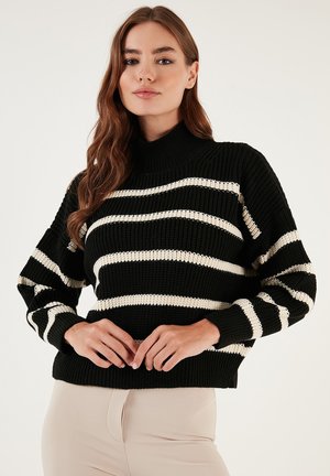 LELA Strickpullover - black cream