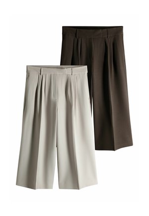 THE SET, 2 PACK FORMAL TROUSERS - Wide Leg - chocolate brown cream