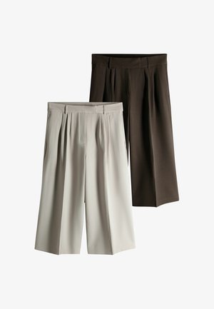 THE SET, 2 PACK FORMAL TROUSERS - Wide Leg - chocolate brown cream