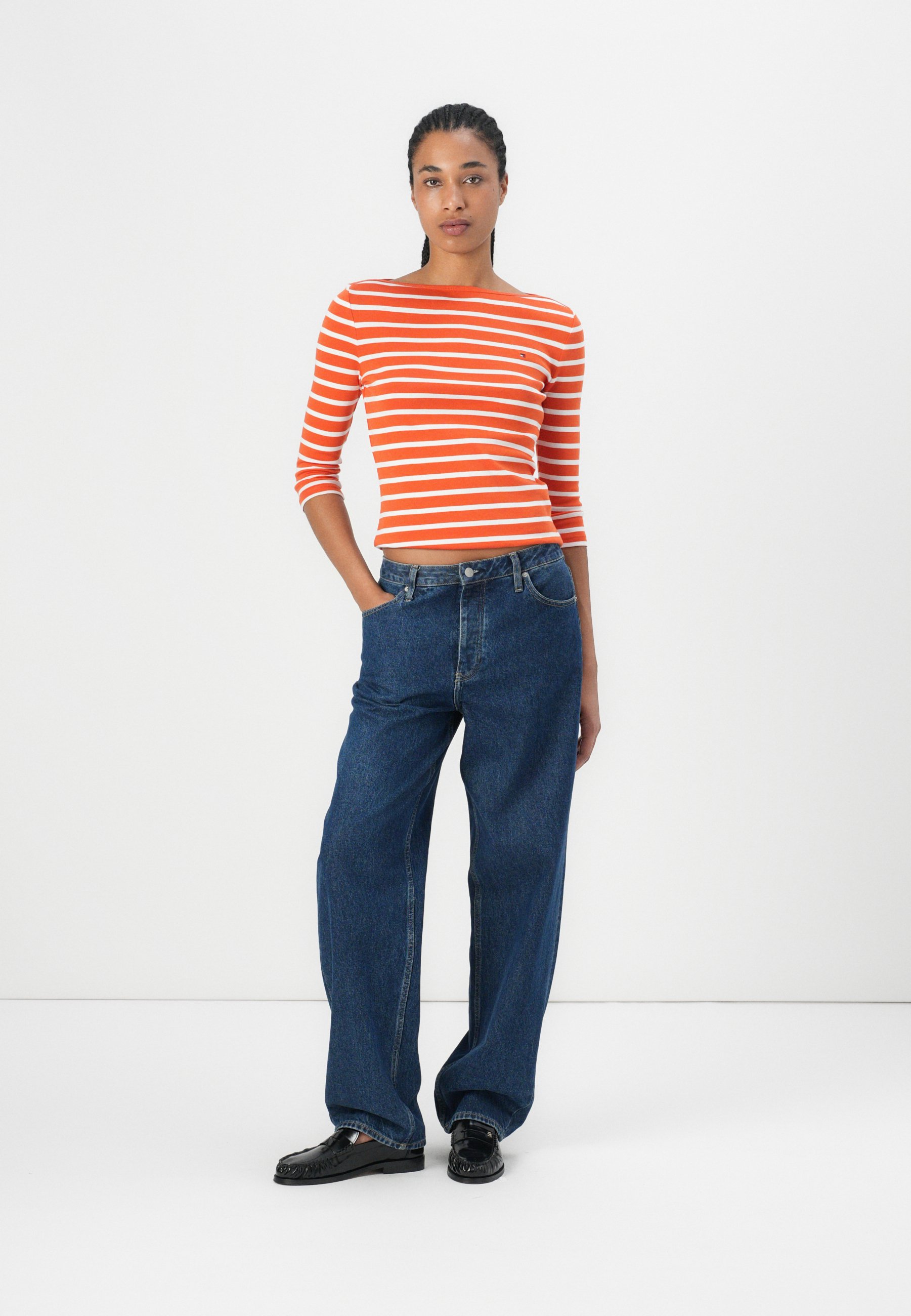 売れ筋商品|||トミー ヒルフィガー Tシャツ レディース トップス NEW CODY SLIM BOAT  - Long sleeved top - classic breton orange/ecu Cody Boat Neck T-Shirt | T-Shirts | Tommy Hilfiger