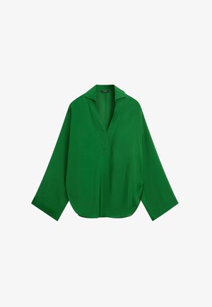 Massimo Dutti, LONG SLEEVE FLOWING POLO SHIRT - Tunika - mottled dark green