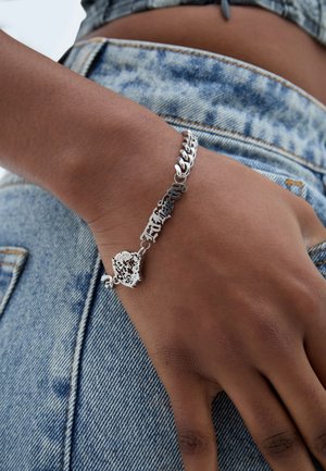TIGERS HEAD AND LOGO CHAIN BRACELET UNISEX - Brăţară - silver-coloured