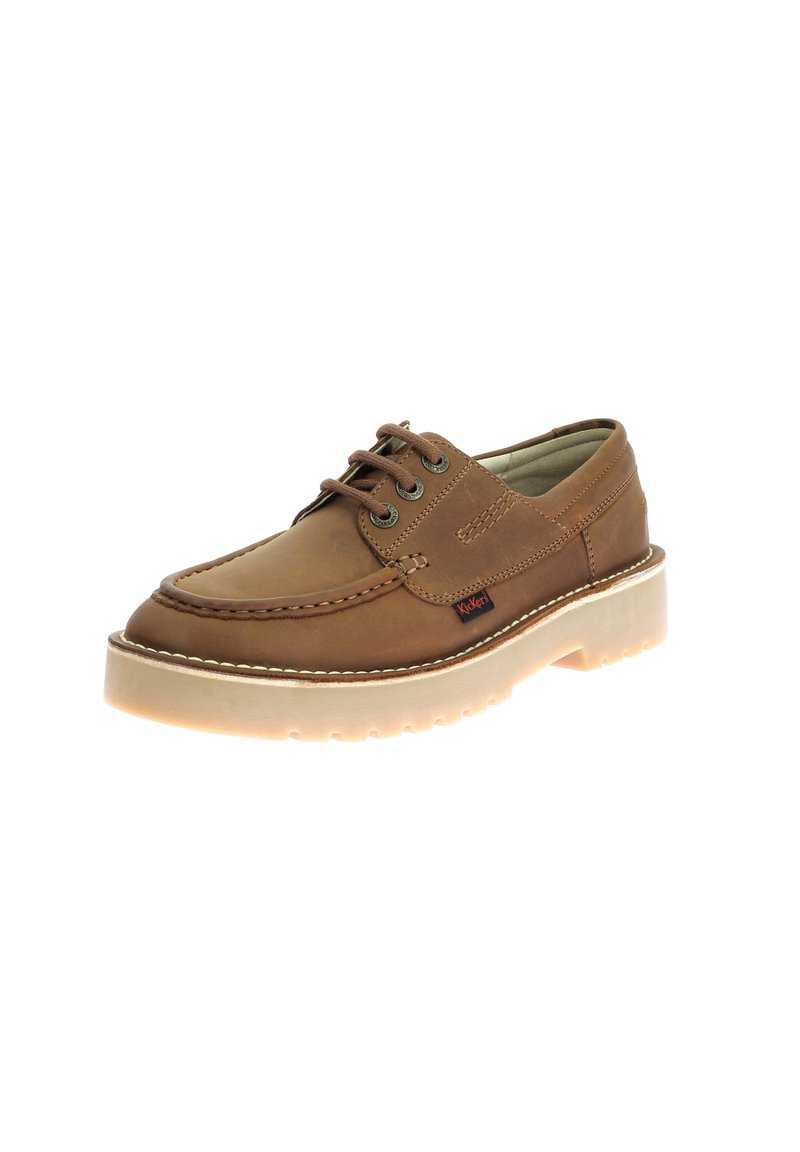 Escarpins Kickers En Cuir Marron - Talon Compensé, Bout Ouvert, Boucle (Neuf Avec Boîte)