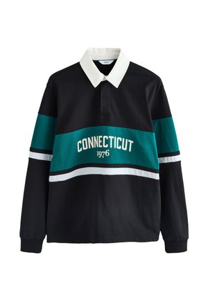 Next, REGULAR FIT - RUGBY - Poloshirt - black teal blue block