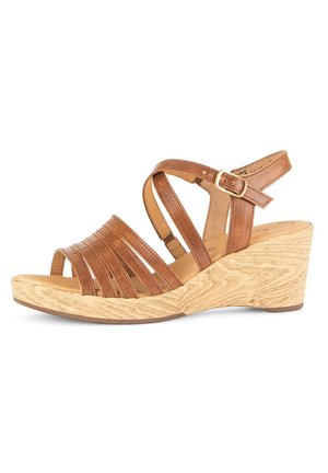 Sandalen met sleehak - camel