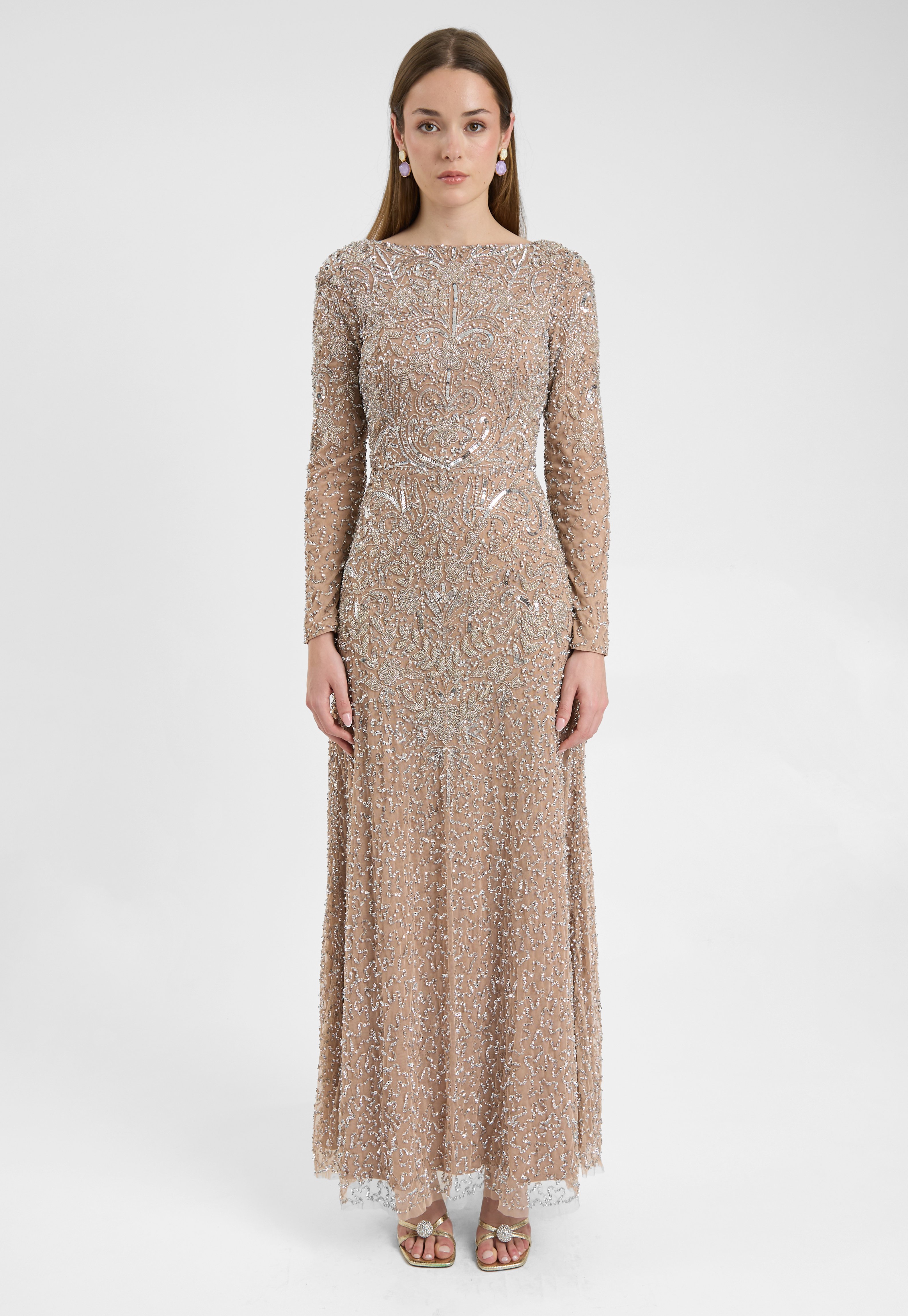 robe sequin beige