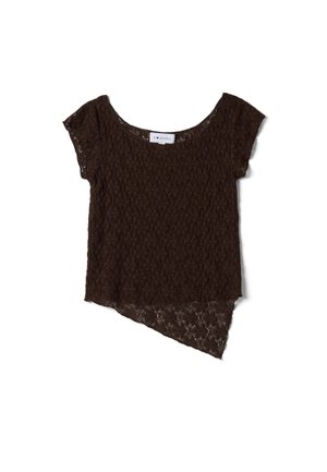 B.ANGEL, SLIM FIT T-SHIRT WITH PERFORATED DESIGN - Camiseta estampada - dark brown
