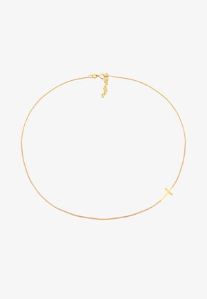 Kuldsete toonide kaelakee, millel on peen kett ja väike ristripats. Reguleeritav pikkus, millel on krabi sulgur ja pikenduskett.