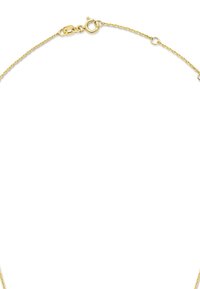 Delicate thin gold chain necklace with lobster clasp and spring ring closure on a white background.