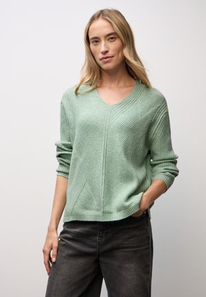 V-NECK STRUKTUR - Maglione - grün