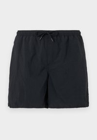 Mustad ujumispüksid elastse vöökoha ja paelaga. Omab siledat tekstuuri ja pingevaba lõiget. Sobib veetegevuseks.