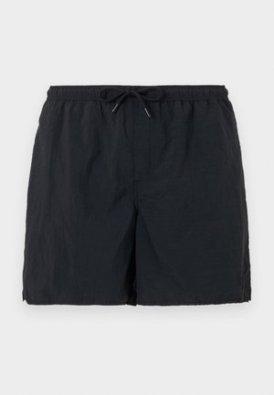 Čierne plavecké šortky s elastickým pásom a šnúrkou. Majú hladkú textúru a voľný strih. Vhodné na vodné aktivity.