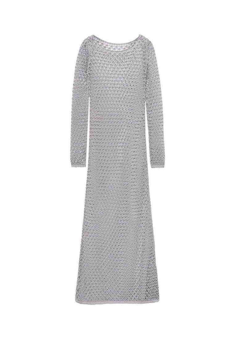 Mango Maxi-jurk zilverkleurig Mango Maxi-jurk zilverkleurig