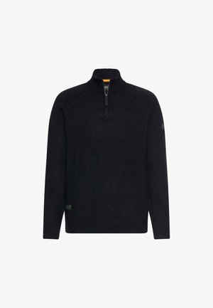 camel active, LEICHTER PULLOVER MIT STEHKRAGEN UND REISSVERSCHLUSS - Strickpullover - dark navy