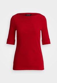STRETCH COTTON BOATNECK TEE - Lihtne T-särk - festive red
