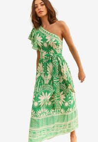 Lipsy RUFFLE ONE SHOULDER MIDI REGULAR FIT - Freizeitkleid - green