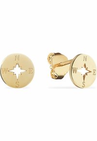 Guldkompassros manschettknappar med utskärningar för de riktande bokstäverna N, S, E, W. Polerat cirkulärt mönster med ingraverade detaljer.