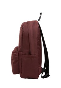 Zaino bordeaux in un tessuto strutturato, con due tasche laterali, spallacci imbottiti e una maniglia superiore. Design slim con cuciture rinforzate.