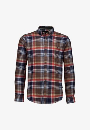 Lindbergh, LINDBERGH LARGE CHECKED SHIRT L/S - Skjorter - deep brown