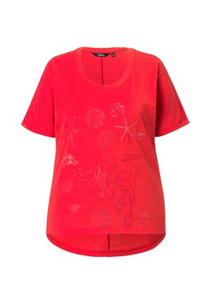 Ulla Popken, MARINE PRINT SHORT SLEEVE TEE - T-shirt con stampa - coral