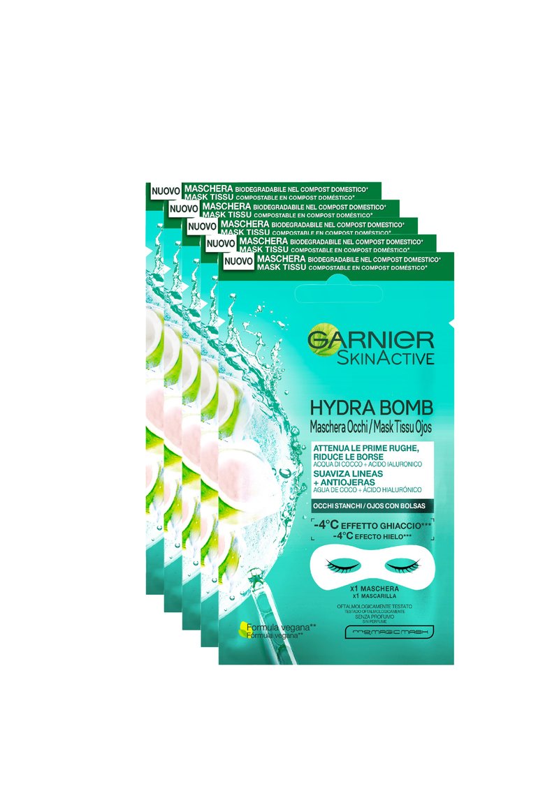 Garnier - GARNIER MASCHERA OCCHI SKINACTIVE, ARRICCHITA CON ACQUA DI COCCO E ACIDO IALURONICO - 5 PACK - Cura degli occhi - trasparente, Ingrandire