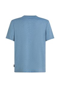 Lys blå kortærmet t-shirt lavet af blødt stof, med rund halsudskæring og en afslappet pasform. Simpelt design, ingen mønstre eller udsmykninger.