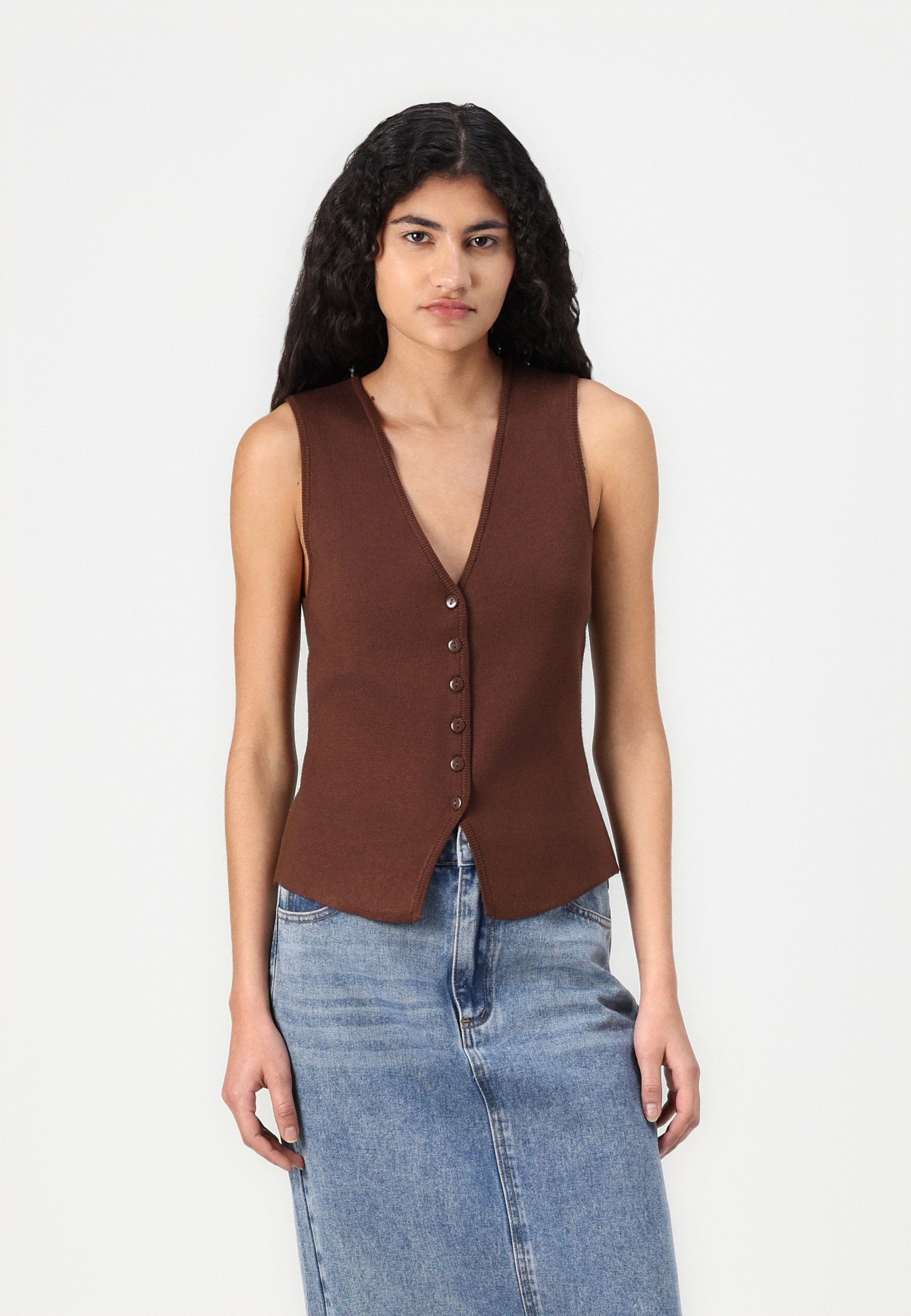 Gina Tricot Waistcoat chestnut/brown