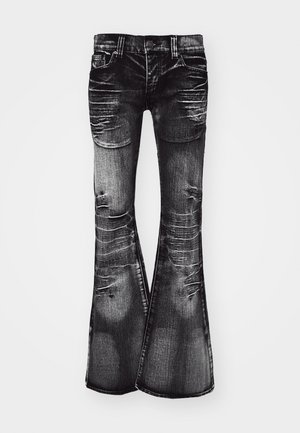 Jaded London FLARED WHISKER UNISEX - Džínsy široké - black