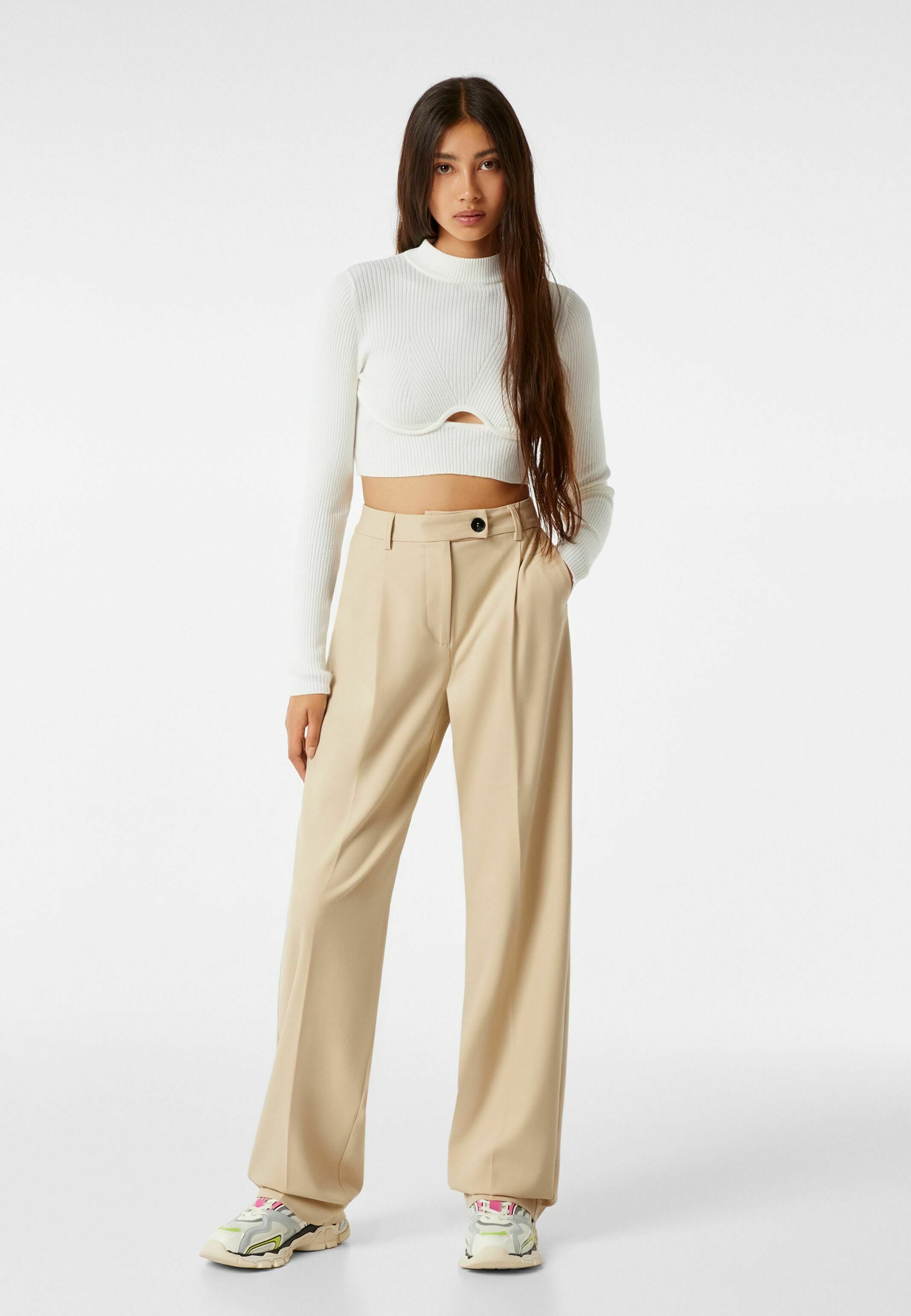 Bershka Broek - camel - Zalando.nl