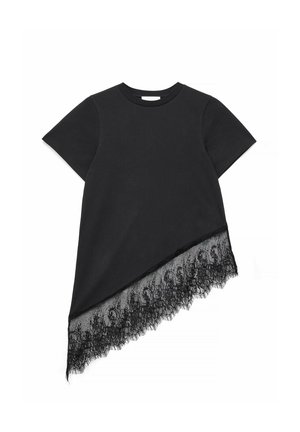 NA-KD, ASYMMETRIC LACE T-SHIRT - Tričko s potlačou - black