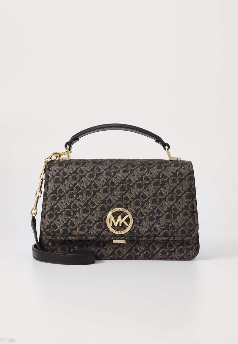 MICHAEL Michael Kors DELANCEY SATCHEL - Håndveske - black/palegold-coloured