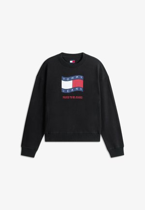 Tommy Jeans, WAVY FLAG SUEDED TERRY BOXY SWEATSHIRT - Felpa - black