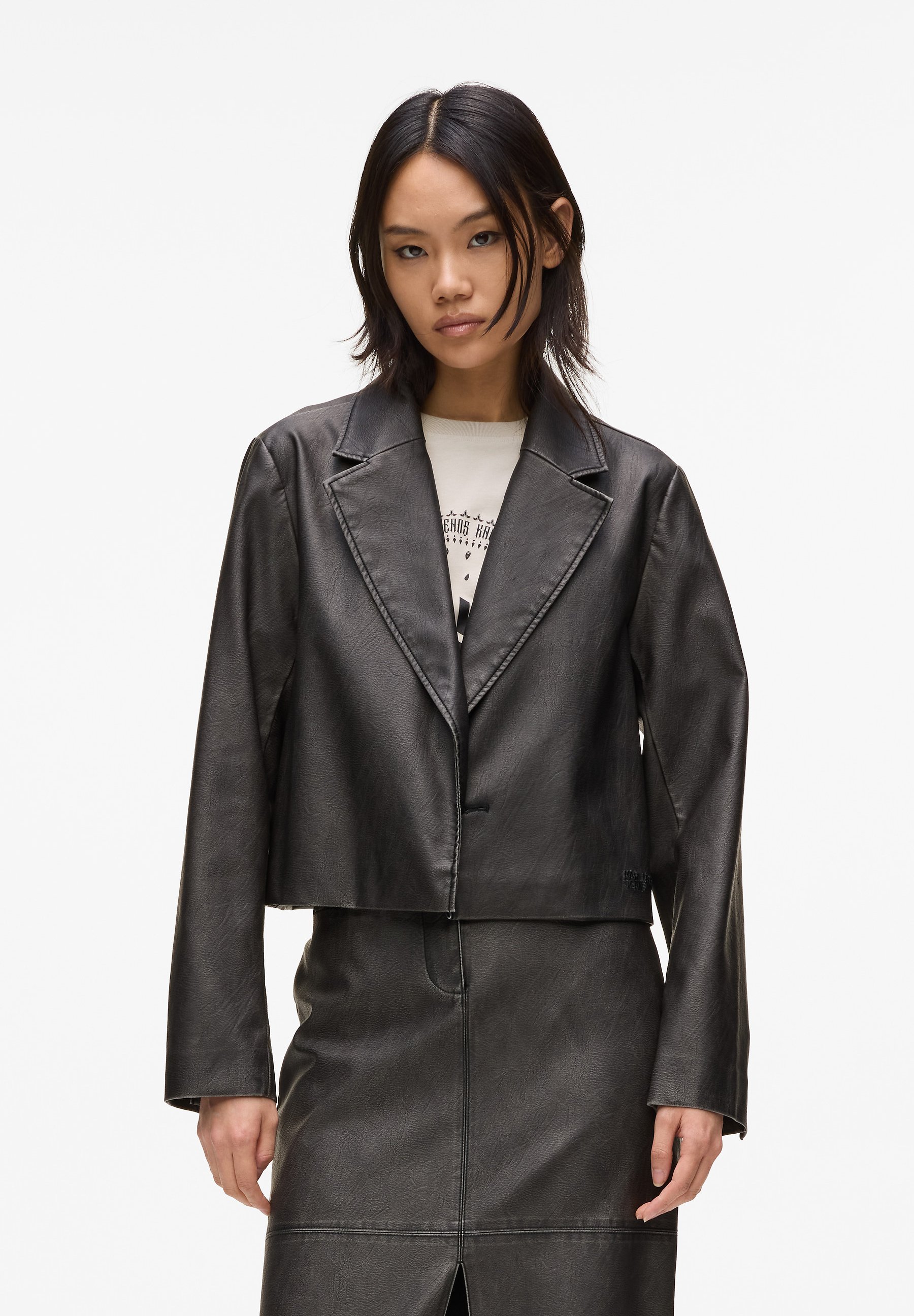 Manteau Noir Simili Cuir Vintage Taille 40 - Occasion Très Bon état - Fabriqué En France