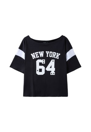 Stradivarius, NEW YORK 64 SHORT SLEEVE PLACEMENT T-SHIRT - T-shirt imprimé - black