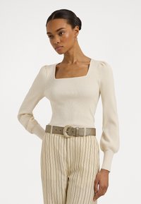 Lauren Ralph Lauren RIB KNIT PUFF SLEEVE SWEATER - Pulover - mascarpone cream