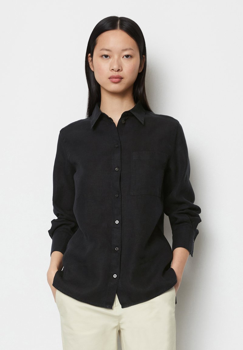 Marc O'Polo - EASY SHAPED LONG SLEEVE CHEST POCKET - Camicia - black, Ingrandire