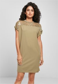 Urban Classics - LADIES LACE TEE DRESS - Day dress - khaki Thumbnail Image 1