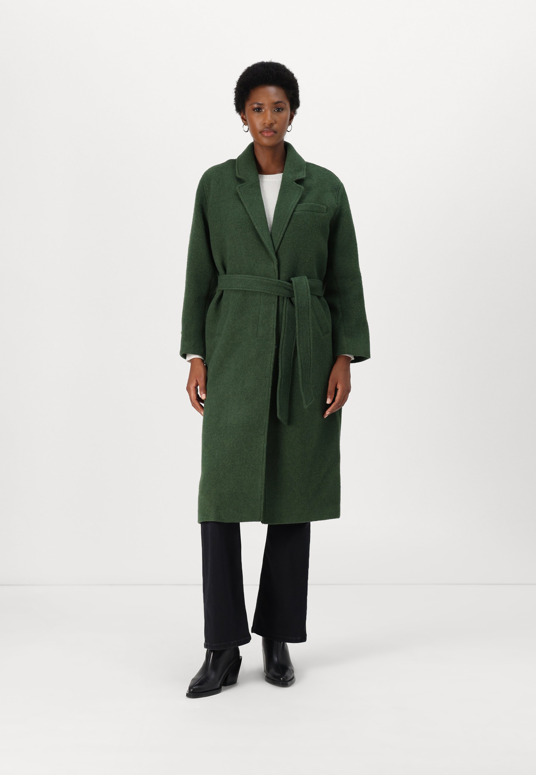 ASKSA Cardigan Donna A Maniche Lunghe, Scollo A V, Tinta Unita Con Bottoni, In Misto Cotone, Taglie S-3XL, Colore Verde Scuro M