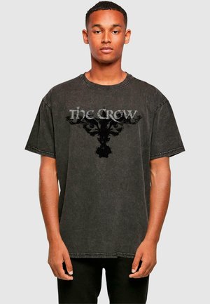 THE CROWN - FOIL LOGO OVERSIZED ACID WASH TEE - T-Shirt print - black