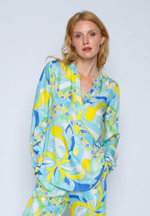 Blouse - yellow blue scarf