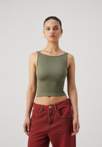 BDG Urban Outfitters SLASH NECK TANK - Viršus - deep lichen green