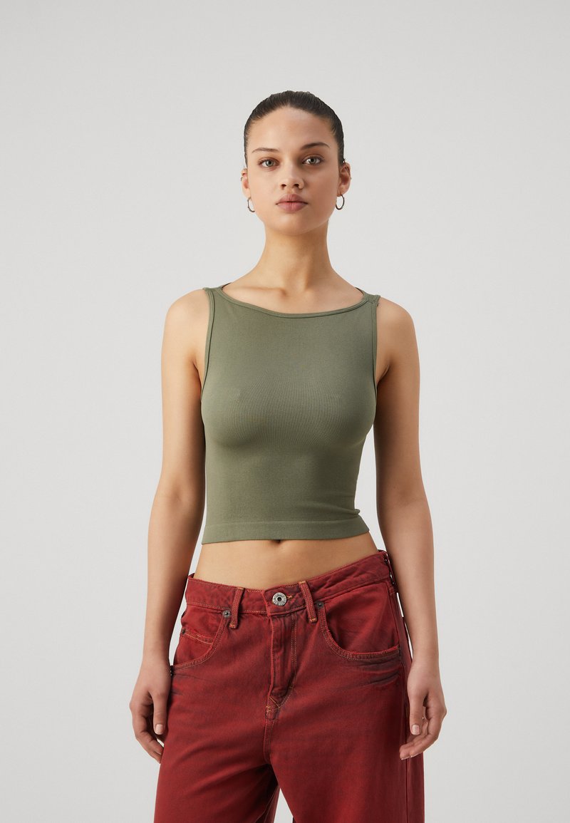 BDG Urban Outfitters SLASH NECK TANK - Viršus - deep lichen green