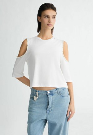 LIU JO WITH BEADS AND RHINESTONES - Camiseta estampada - white