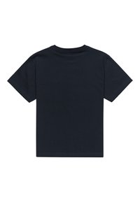 Námořnická modrá bavlněná tričko s krátkým rukávem a kulatým výstřihem. Jednoduchý design, měkká textura a rovný lem v pase.