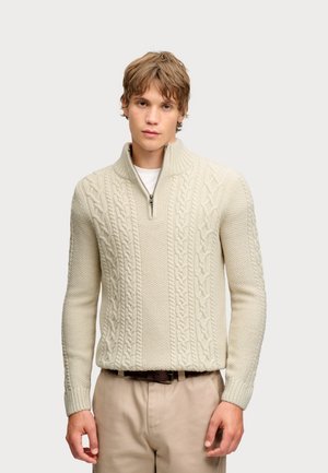 Superdry & Co, SUPERDRY SWEATSHIRT JACOB CABLE HALF ZIP KNIT - Strickpullover - beige